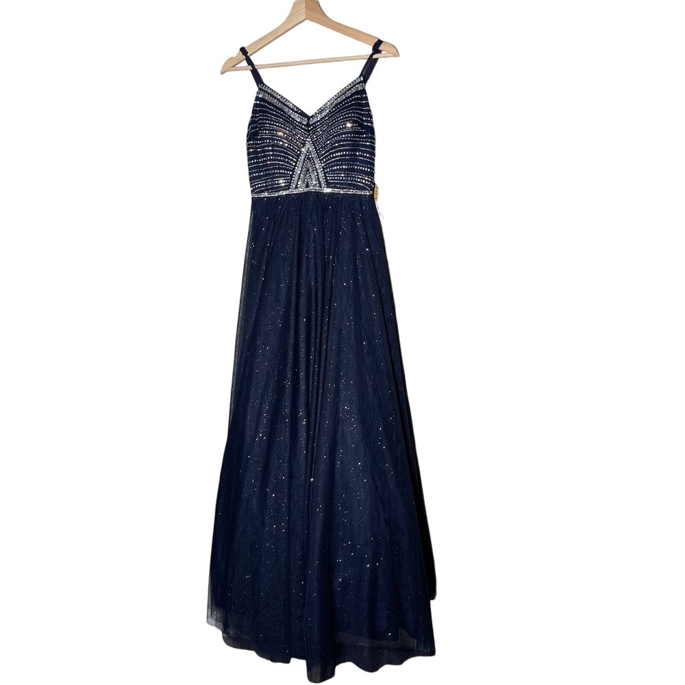 Say Yes to the Prom‎ Navy Formal Gown NWT Size 5 Rhinestone Bodice